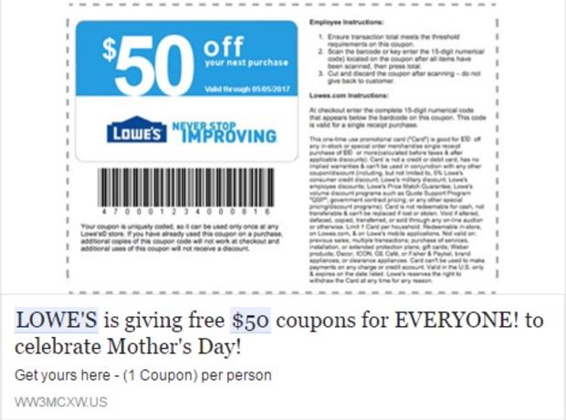 lowes coupon scam 