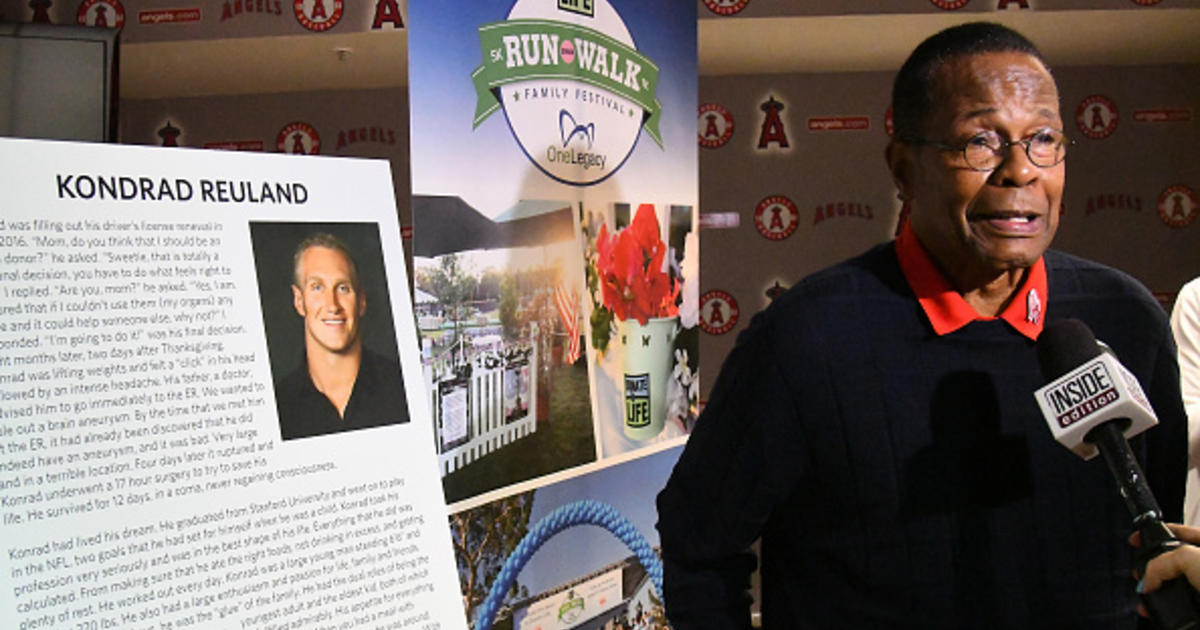 Father of heart donor throws first pitch at Angel Stadium as recipient Rod  Carew watches