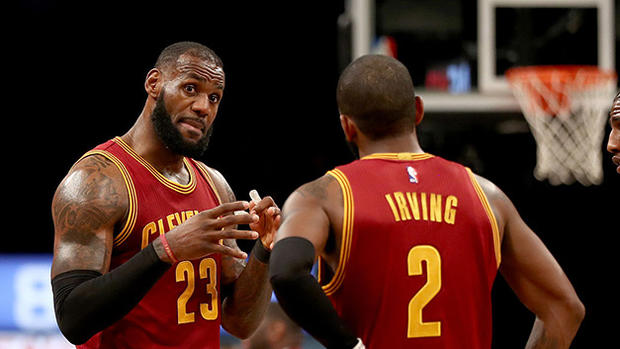 LeBron James, Kyrie Irving - Cleveland Cavaliers v Brooklyn Nets 