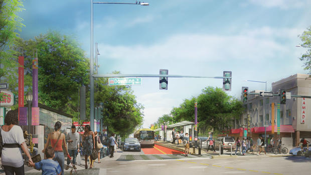 Colfax bus lane rendering (Denver Public Works) 