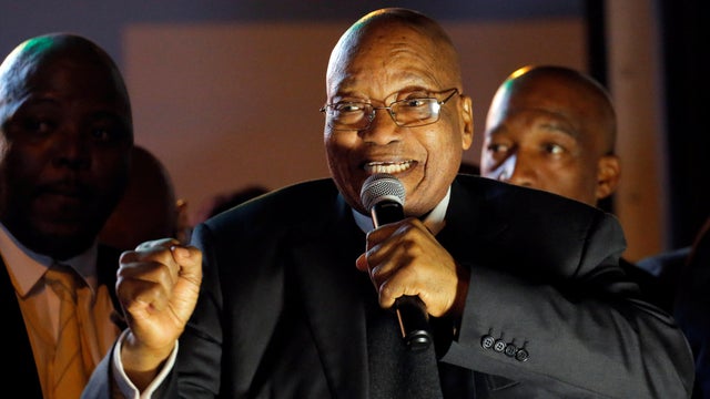South African President Jacob Zuma addresses his supporters after he survived a no-confidence motion in Cape Town, South Africa, Aug. 8, 2017. 