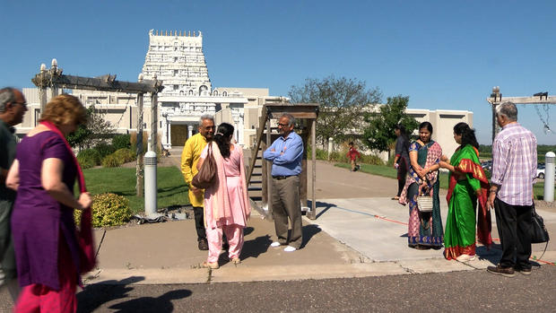 People Gather Outside Hindu Temple Of Minnesota 
