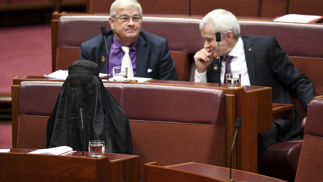 APTOPIX Australia Burqa Stunt 