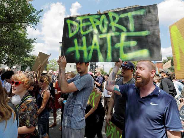 Counter-protesters gather after a report of a rally by white nationalists was disseminated over social media in Durham 