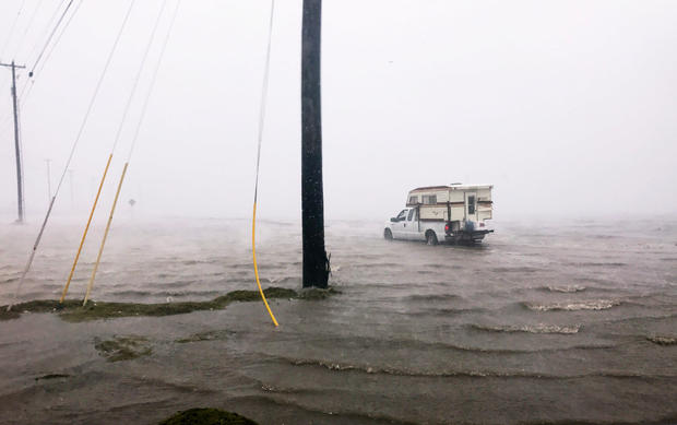 Craig "Cajun" Uggen, 57, nearly floods his truck as Hurricane Harvey comes ashore in Corpus Christi 