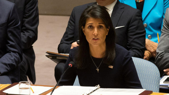 U.S. Ambassador to the United Nations Nikki Haley delivers remarks during a meeting by the United Nations Security Council on North Korea at the U.N. headquarters in New York City 