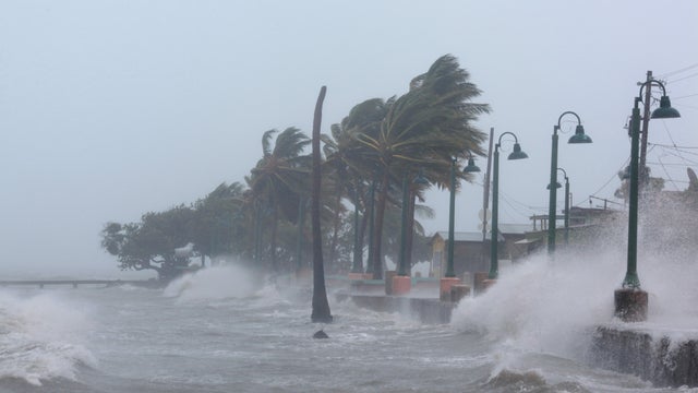 Waves crash against the seawall in Fajardo as Hurricane Irma slammed across islands in the northern Caribbean