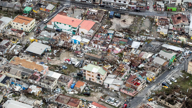 View of the aftermath of Hurricane Irma on Sint Maarten Dutch part of Saint Martin island in the Carribean 