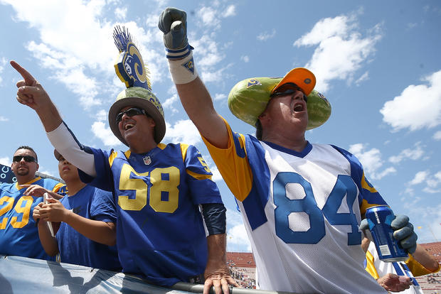 Rams fans cheer as the rout was underway 