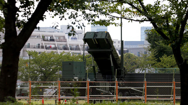 A unit of PAC-3 missile is seen after North Korea's missile launch, at the Defense Ministry in Tokyo 