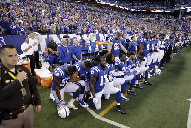 NFL players, coaches, owners kneel, lock arms during national anthem - ESPN