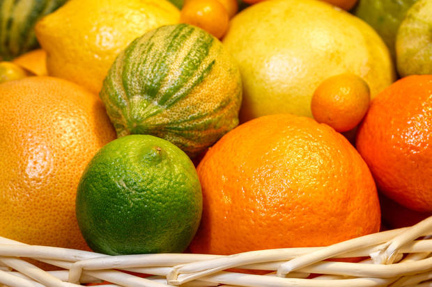 Citrus fruits in a basket 