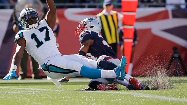 Devin Funchess touchdown, Gillette Stadium turf -Carolina Panthers v New England Patriots 