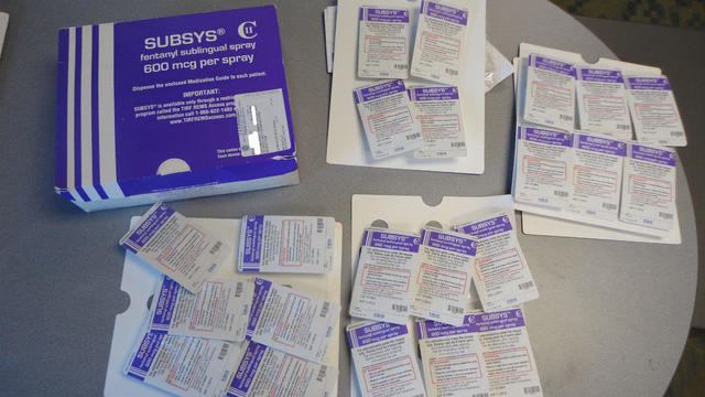 FILE PHOTO:    A box of the Fentanyl-based drug Subsys, made by Insys Therapeutics Inc, is seen in an undated photograph provided by the U.S. Attorney's Office for the Southern District of Alabama 