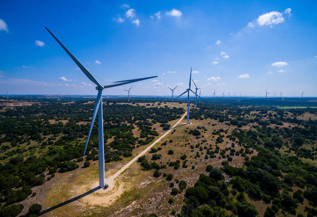 Amazing Aerial Wind Turbine Farm Goldthwaite Texas 