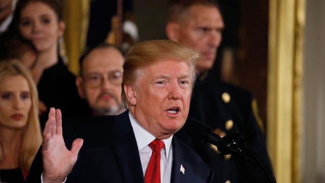 U.S. President Trump speaks about administration plans to combat the nation's opioid crisis in the East Room of the White House in Washington 