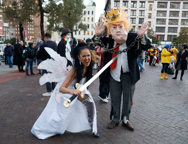 People participate in the New York City Halloween parade in New York City 