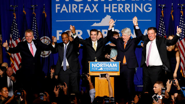 Democratic National Committee Chairman Perez speaks at Northam's election night rally in Fairfax 
