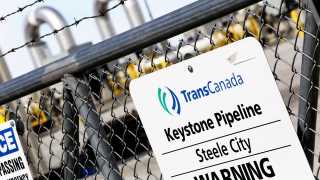 A TransCanada Keystone Pipeline pump station operates outside Steele City, Nebraska, March 10, 2014. 