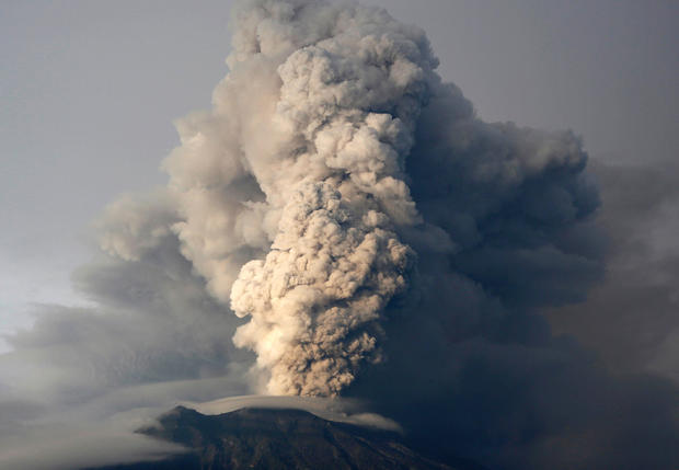 Mount Agung volcano erupts as seen from Kubu, Karangasem Regency, Bali, Indonesia, Nov. 28, 2017. 