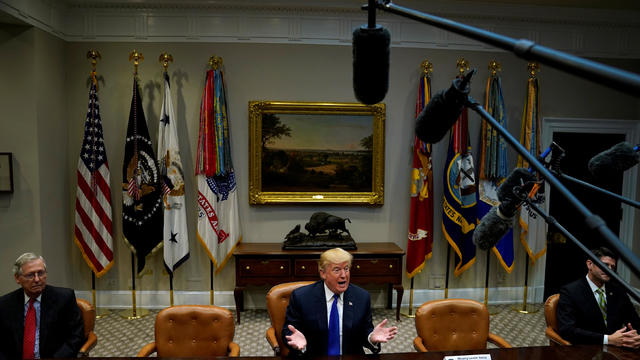 President Trump And Sen. Mitch McConnell Address Media After Working Lunch 