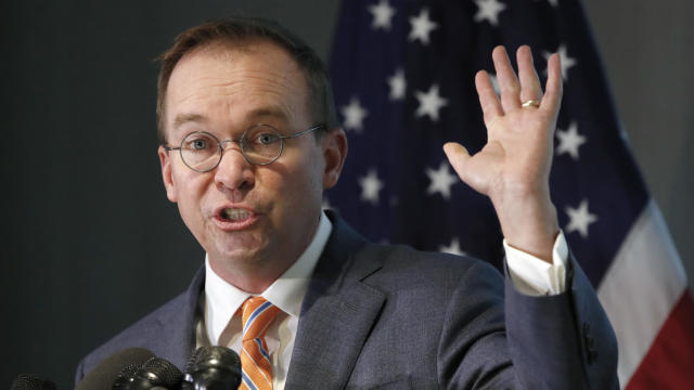 0MB Director Mulvaney speaks to the media at the U.S. Consumer Financial Protection Bureau in Washington 