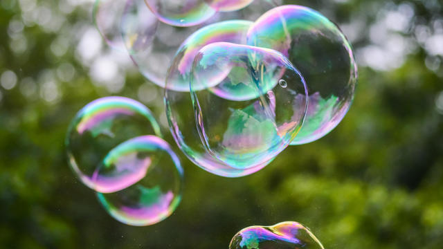 colorful soap bubbles close up 
