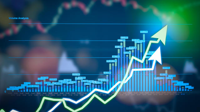 Stock market digital graph chart on LED display concept. A large display of daily stock market price and quotation. Indicator financial forex trade education background. 