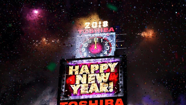 Fireworks go off in Times Square to celebrate the New Year in New York City, New York 