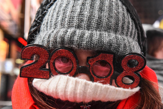 Amid Freezing Temperatures,Crowds Celebrate New Year's Eve In Times Square 