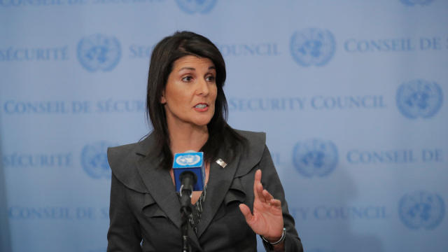 U.S. Ambassador to the United Nations Nikki Haley speaks at UN headquarters in New York 