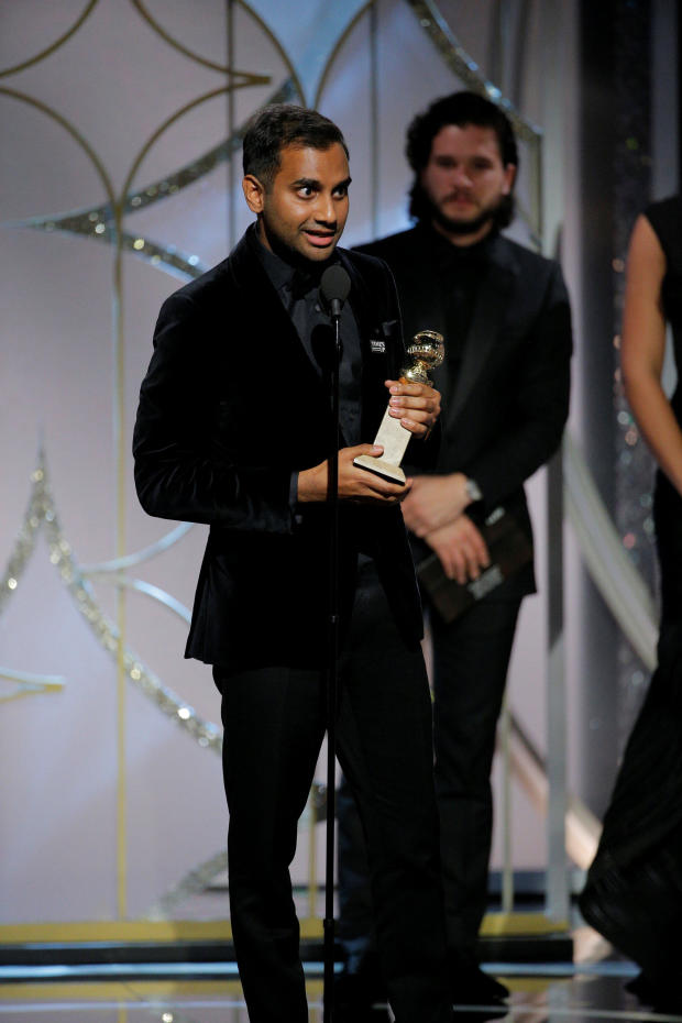 Aziz Ansari wins Best Actor in a Television Series Musical or Comedy "Master of None" at the 75th Golden Globe Awards in Beverly Hills, California 