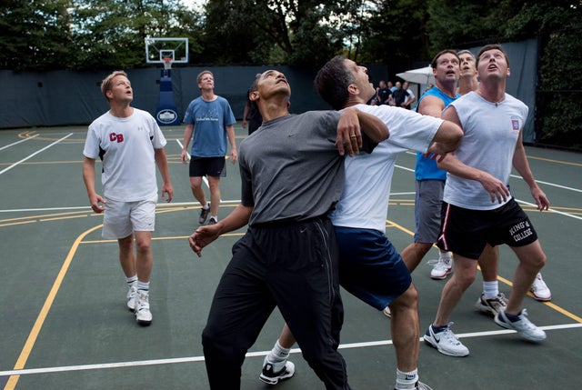 President Obama Plays Basketball With Staff