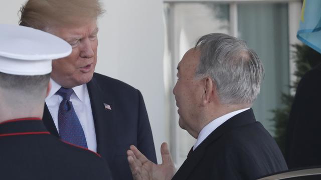 U.S. President Trump greets Kazakhstan's President Nazarbayev at the White House in Washington 