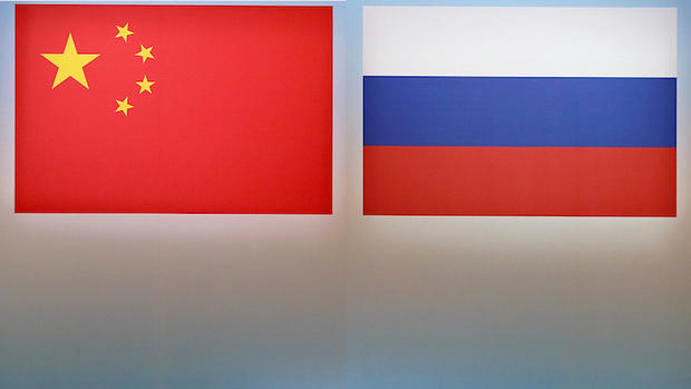 China flag, Russia flag 