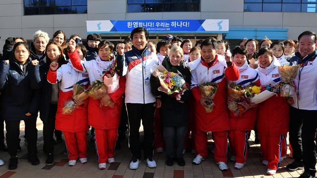 North Korean Olympic Advance Team and Women's Ice Hockey Players Arrive in South Korea 