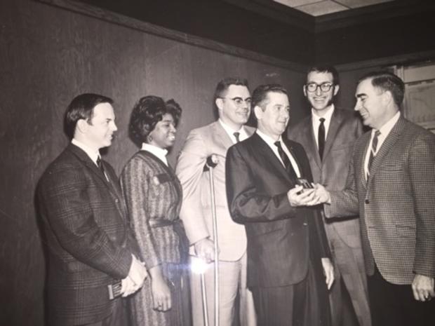 Marion Lee Johnson and her colleagues receiving award from Boeing 