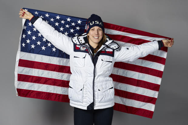 Team USA flagbearer Erin Hamlin poses for a photo on Feb. 8, 2018, in Pyeongchang, South Korea. 