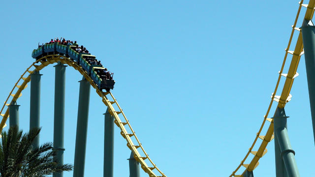 Rollercoaster at Six Flags Amusement Park 