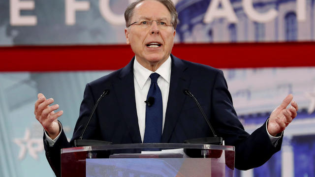 LaPierre speaks at the CPAC conference held in National Harbor, Maryland 