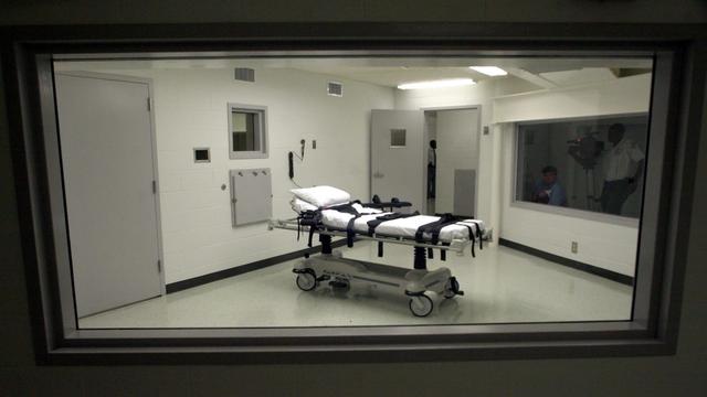 This Oct. 7, 2002, file photo shows Alabama's lethal injection chamber at Holman Correctional Facility in Atmore, Ala. 