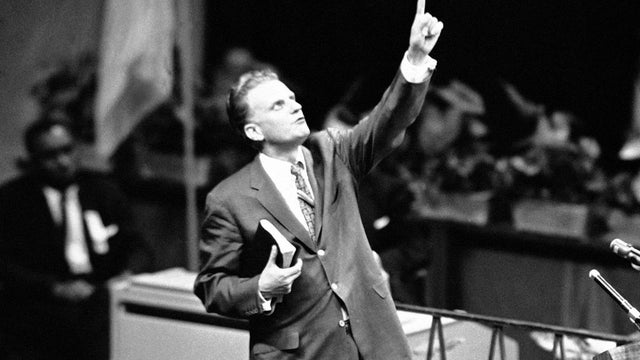 Evangelist Billy Graham Gesturing 