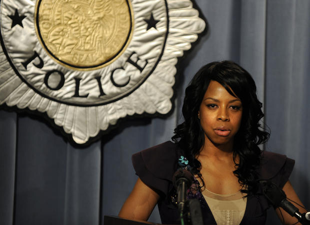 Detective Leslie Branch-Wise from the Denver Police Department answers questions during a press conference about an alleged incident of domestic violence against LA Dodgers pitcher Vicente Padilla. Police found no evidence for the claim and no charges wer 