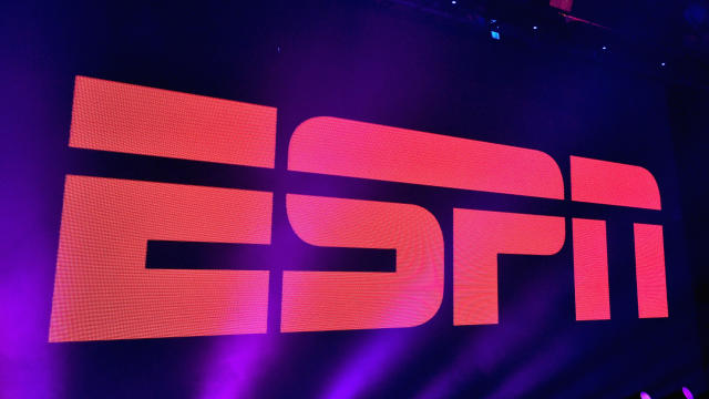 ESPN's logo is seen during an event on Feb. 5, 2016, in San Francisco, California. 