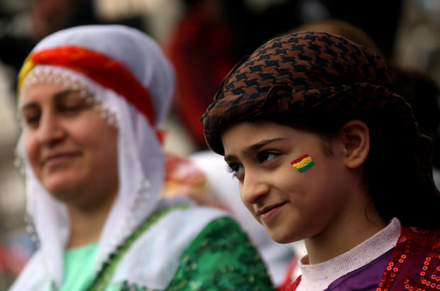 Participants are seen during a rally on the International Women’s Day in Diyarbakir 