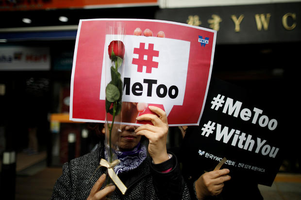 Women attend a protest as a part of the #MeToo movement on International Women's Day in Seoul 