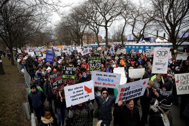 Students and gun control advocates attend the "March for Our Lives" event after recent school shootings, at a rally in Chicago 