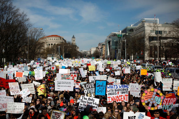 Demonstrators gather as students and gun control advocates hold the "March for Our Lives" event demanding gun control after recent school shootings at a rally in Washington 