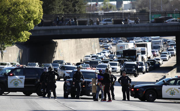 Demonstrators Protest Against Recent Sacramento Police Shooting Of Unarmed Black Man 