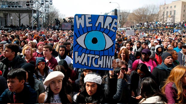 Students and young people gather for the "March for Our Lives" rally demanding gun control in Washington 
